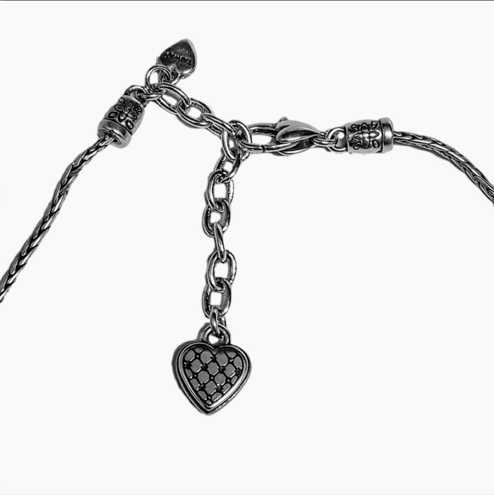 🖤 BRIGHTON SILVER PLATED TWO SIDED HEART NECKLACE - Picture 7 of 10